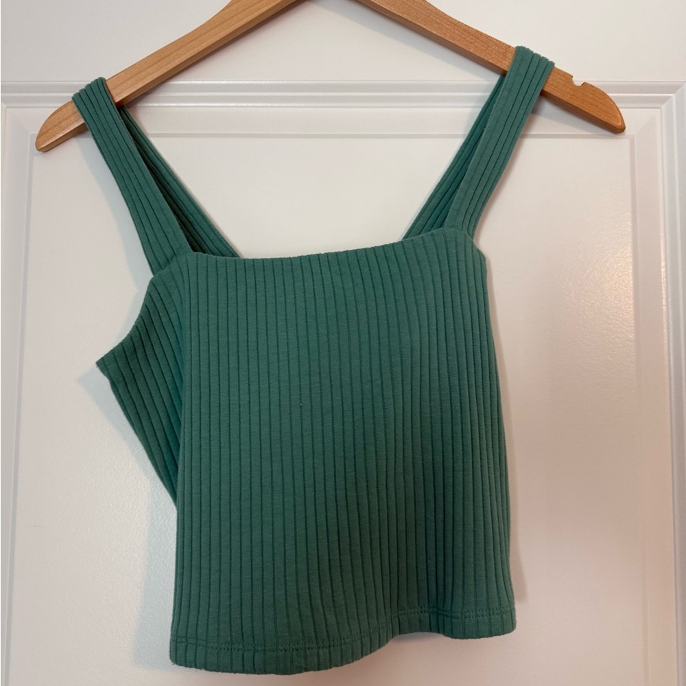 American Eagle Outfitters Teal Ribbed Tank Top